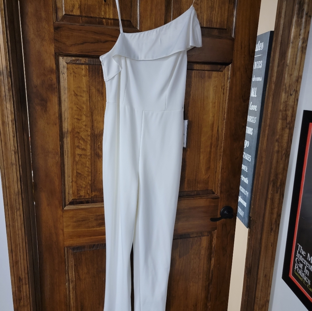 NWT White Jumpsuit, one shoulder